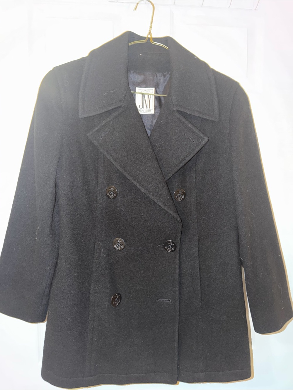 Jones New York Black Double-Breasted Pea Coat